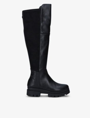 Run 50/50 chunky-soled leather and suede knee-high boots