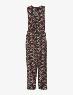 Whistles Womens Black Corey Block-print Woven Jumpsuit 10 In Black Multi