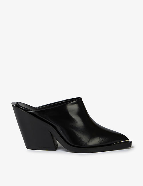 THE KOOPLES: Pointed-toe leather heeled mules