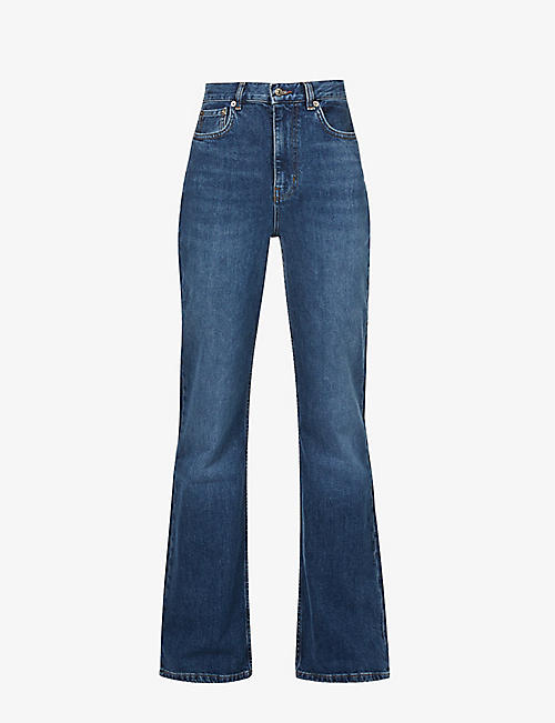 THE KOOPLES: High-rise boot-leg stretch-cotton denim jeans