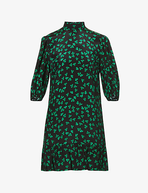 THE KOOPLES: Leaf-print satin mini dress
