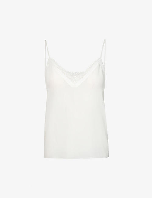 THE KOOPLES: Lace-trimmed V-neck silk cami top