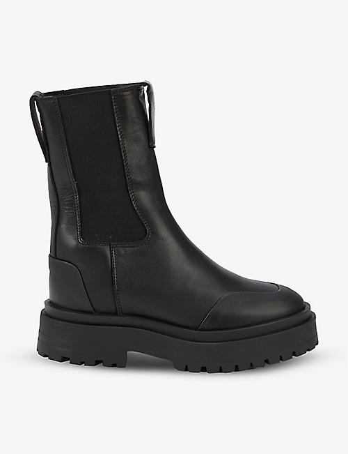 THE KOOPLES: Round-toe calf-length slip-on leather boots
