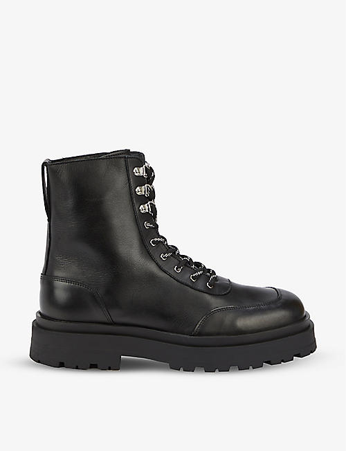 THE KOOPLES: Round-toe calf-length leather boots