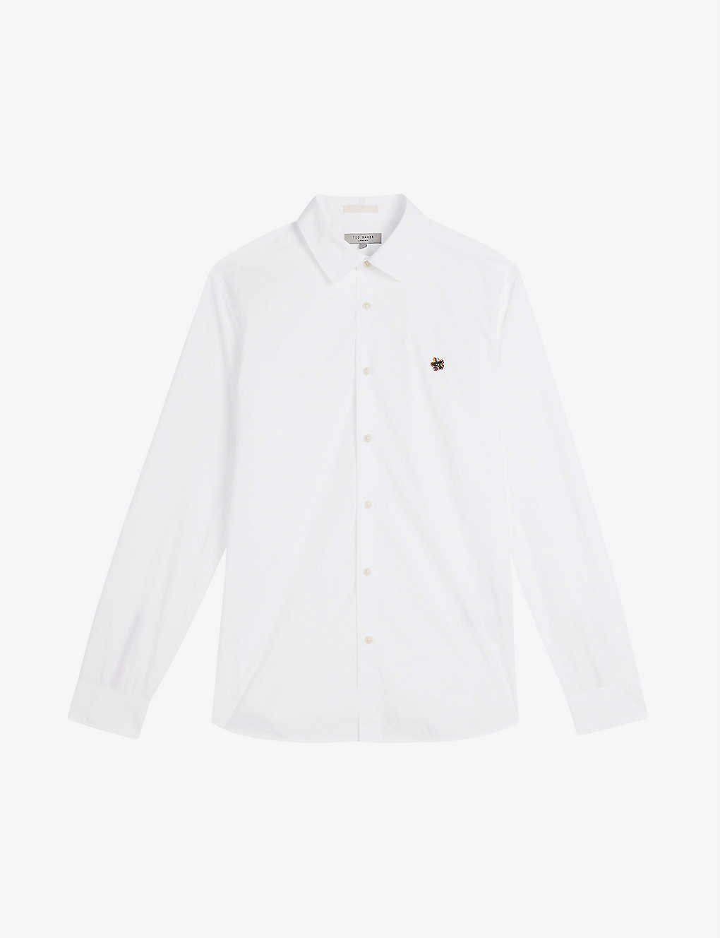 Ted Baker Logo-embroidered Cotton Shirt In White