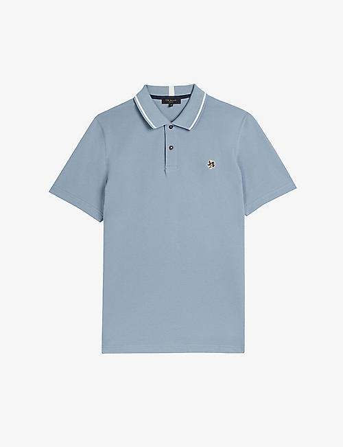 TED BAKER: Camdn floral-embroidered cotton polo shirt