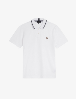 TED BAKER: Camdn floral-embroidered cotton polo shirt
