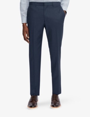 Shop Ted Baker Mens Dk-blue Sinjts Slim-fit Wool-blend Trousers