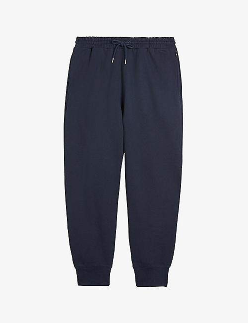 TED BAKER: Flower-embroidered cotton-jersey jogging bottoms