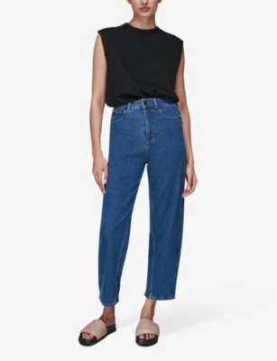 Shop Whistles Women's Blue Barrel High-rise Straight-leg Jeans