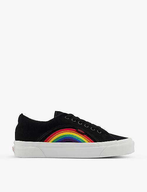 VANS: Anaheim Factory embroidered-rainbow pride leather trainers
