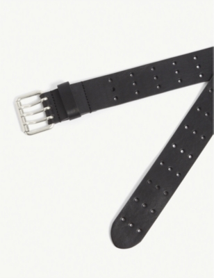 Shop Diesel Men's Black B-mili Logo-embellished Cutout-leather Belt