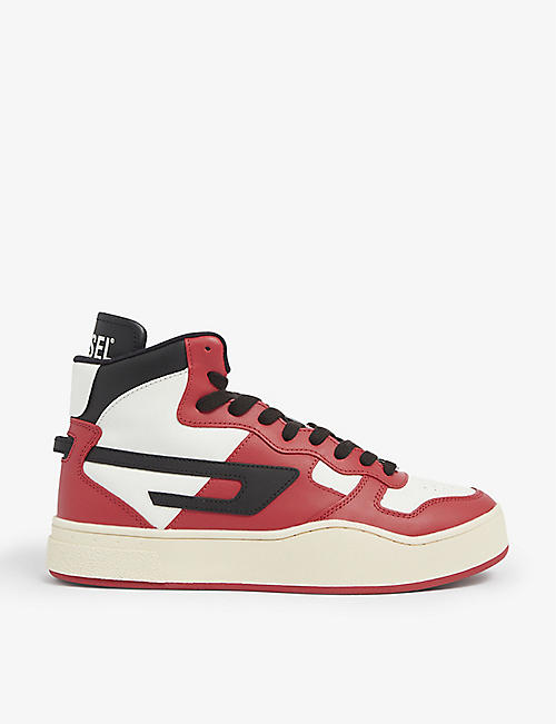 DIESEL: S-Ukiyo panelled leather high-top trainers