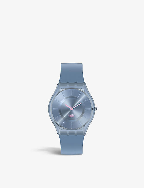 SWATCH: SS08N100 Denim Blue bio-sourced plastic quartz watch