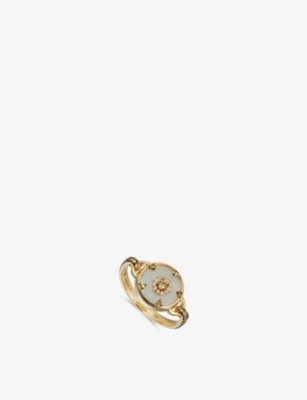 Nadine Aysoy Celeste 18ct Yellow-gold, 0.04ct Diamonds, 0.49ct Yellow Sapphire And 4.42ct Jade Ring In 18kt Yellow Gold