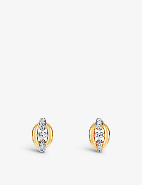 NADINE AYSOY: Cantena 18ct yellow gold and 0.35ct white diamond stud earrings