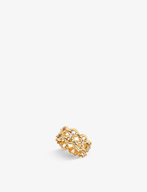 NADINE AYSOY: Catina 18ct yellow-gold and 0.25ct baguette-cut diamond ring