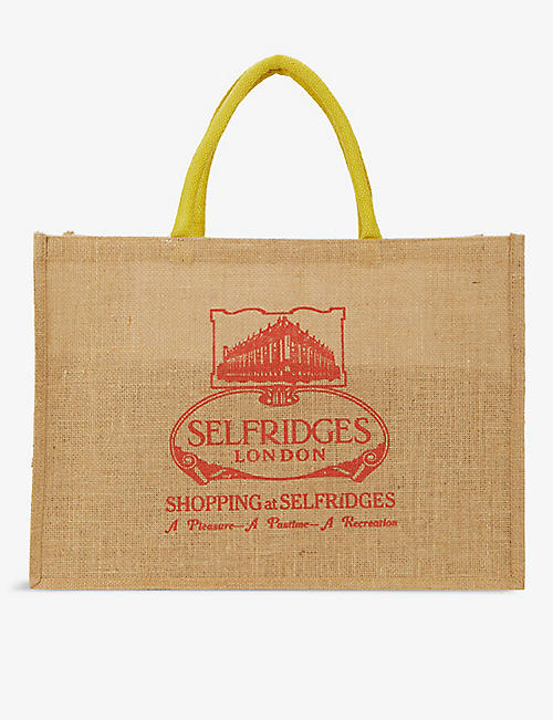 SELFRIDGES SELECTION：限量版徽标印花黄麻托特包