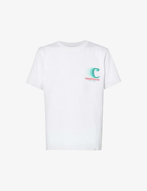 CASABLANCA: Grand Prix and logo-print organic cotton-jersey T-shirt