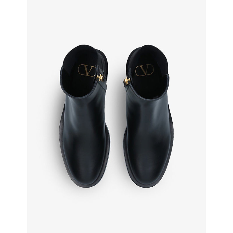 Shop Valentino Garavani Women's Black Vlogo Leather Chelsea Boots