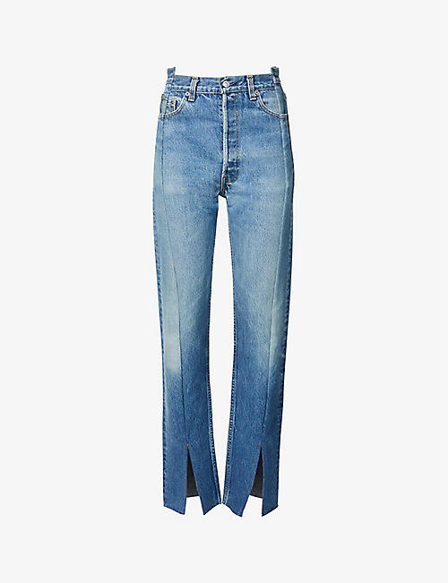 EB DENIM: Upcycled OG Split Hem straight-leg high-rise denim jeans