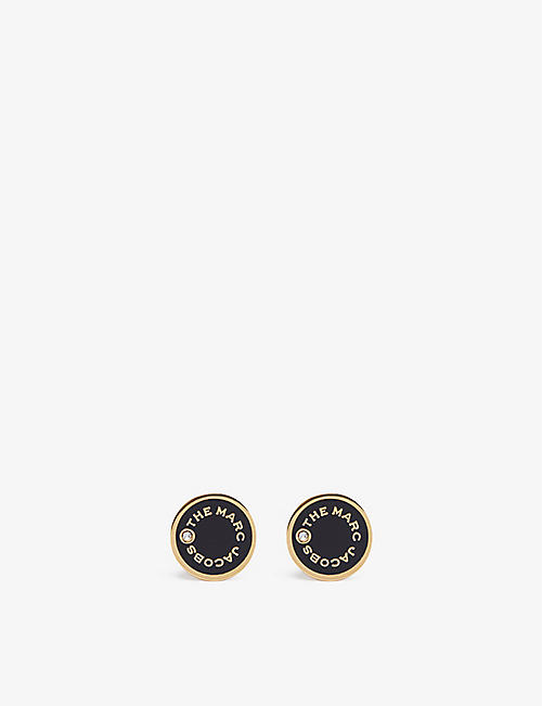 MARC JACOBS: Medallion gold-tone brass, resin and crystal stud earrings