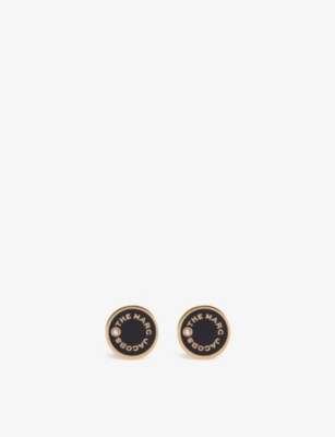 Marc Jacobs Medallion Gold Tone Brass Resin And Crystal Stud Earrings Selfridges Com