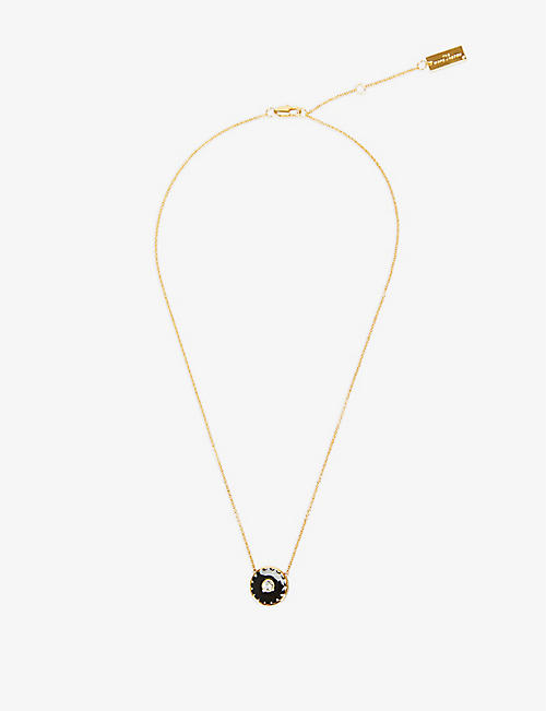 MARC JACOBS: Medallion gold-tone brass, cubic zirconia, resin and crystal pendant necklace