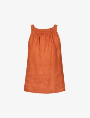 Smocked linen halter...