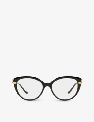 Cartier Women's Black Gold Ct0283o Panthère De Cat-eye Frame Acetate And Metal Glasses