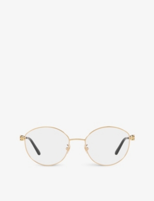 Cartier Womens Gold Shiny Ct0234o Oval-frame Metal Sunglasses