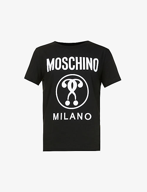 MOSCHINO: Logo-print scoop-neck cotton-jersey T-shirt