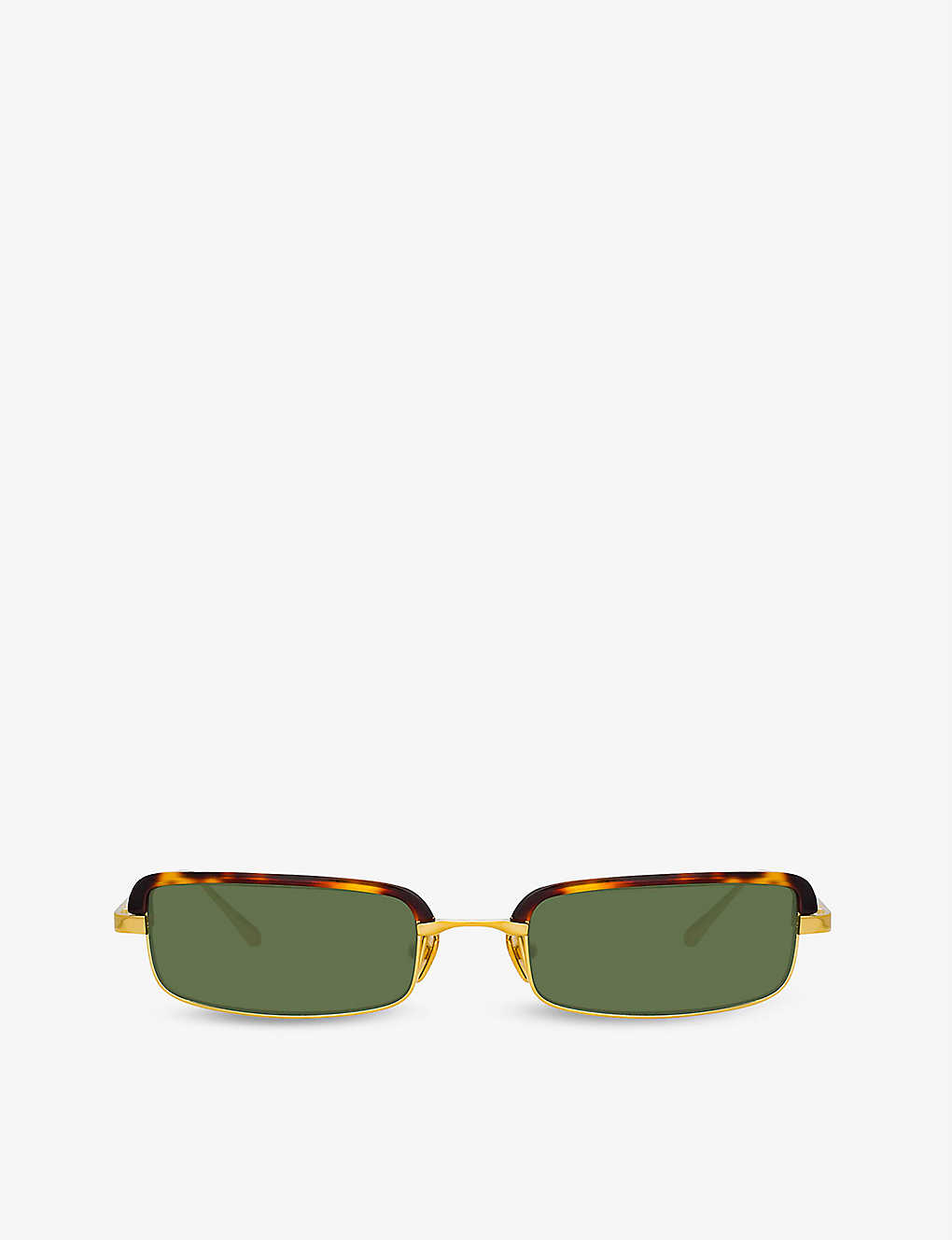 Linda Farrow Lfl968c2sun Rectangle-frame Acetate And Titanium Sunglasses In Yellow Gold/ T-shell