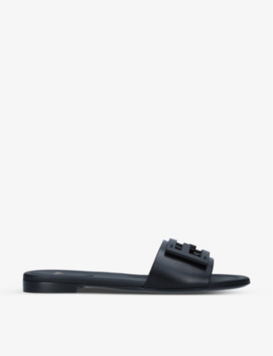 FENDI FF embellished leather sliders Selfridges