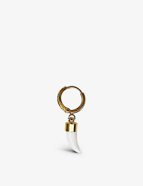 BY NOUCK: White Tooth 16ct gold-plated brass earring