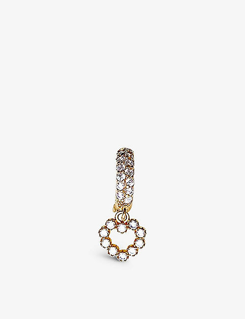 BY NOUCK: Heart 16ct gold-plated brass and cubic zirconia hoop earring