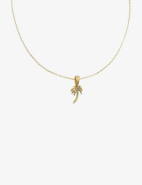 BY NOUCK: Palmtree 16ct yellow gold-plated nickel and brass pendant choker necklace