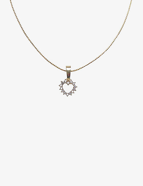 BY NOUCK: Bright Heart 16ct yellow gold-plated nickel and brass clear cubic zirconia pendant necklace