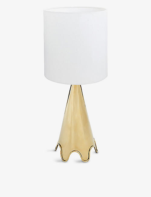 JONATHAN ADLER: Ripple brass and linen table lamp 70cm