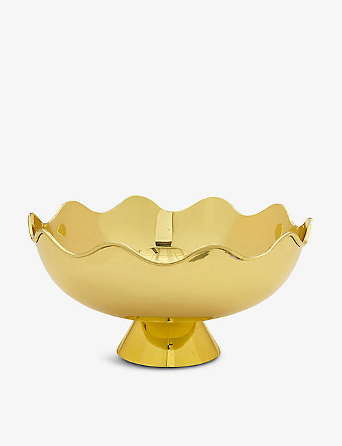 JONATHAN ADLER: Ripple scalloped gold-toned bowl 30cm