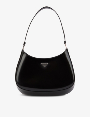 Black Cleo leather shoulder bag, Prada