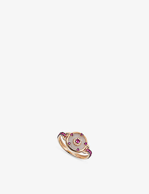 NADINE AYSOY: Celeste 18ct rose-gold, 0.07ct diamonds, 0.77ct pink sapphire and 9.75ct jade ring
