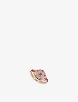 Nadine Aysoy Celeste 18ct Rose-gold, 0.07ct Diamonds, 0.77ct Pink Sapphire And 9.75ct Jade Ring In 18kt Rose Gold
