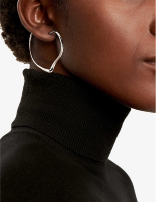 Shop Tiffany & Co Womens Silver Elsa Peretti® Open Heart Sterling Silver Hoop Earrings