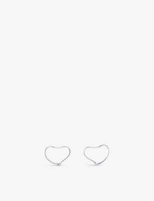 Tiffany & Co Womens Silver Elsa Peretti® Open Heart Sterling Silver Hoop Earrings