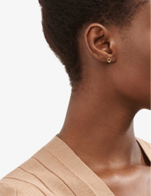 Shop Tiffany & Co Womens Gold Open Heart 18ct Yellow-gold Stud Earrings