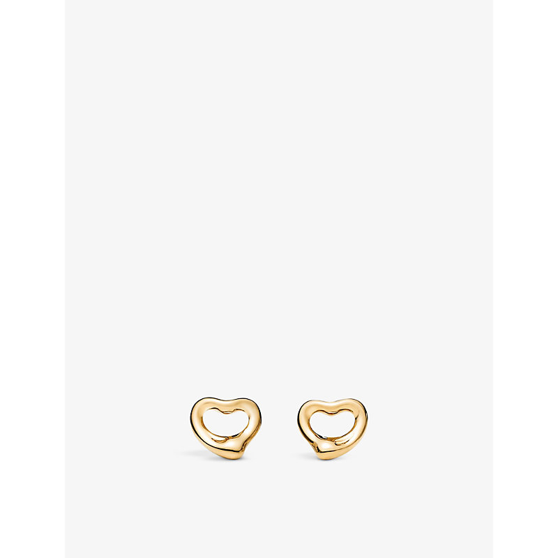 Tiffany & Co Womens Gold Open Heart 18ct Yellow-gold Stud Earrings