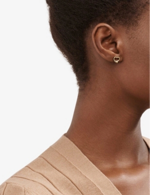 Shop Tiffany & Co Womens Gold Elsa Peretti Open Heart Stud Earrings