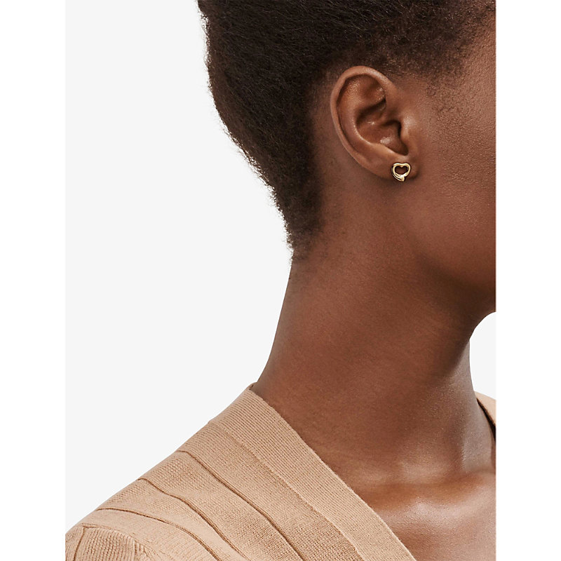 Shop Tiffany & Co Womens Gold Elsa Peretti Open Heart Stud Earrings
