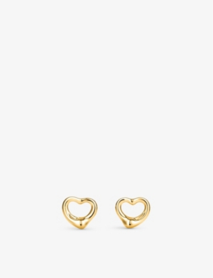 Tiffany & Co Womens Gold Elsa Peretti Open Heart Stud Earrings